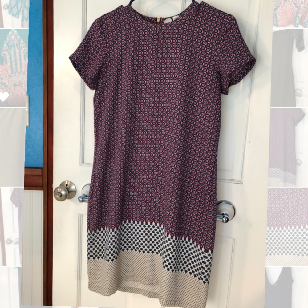 Multi-colored mosaic shift dress (midi length)